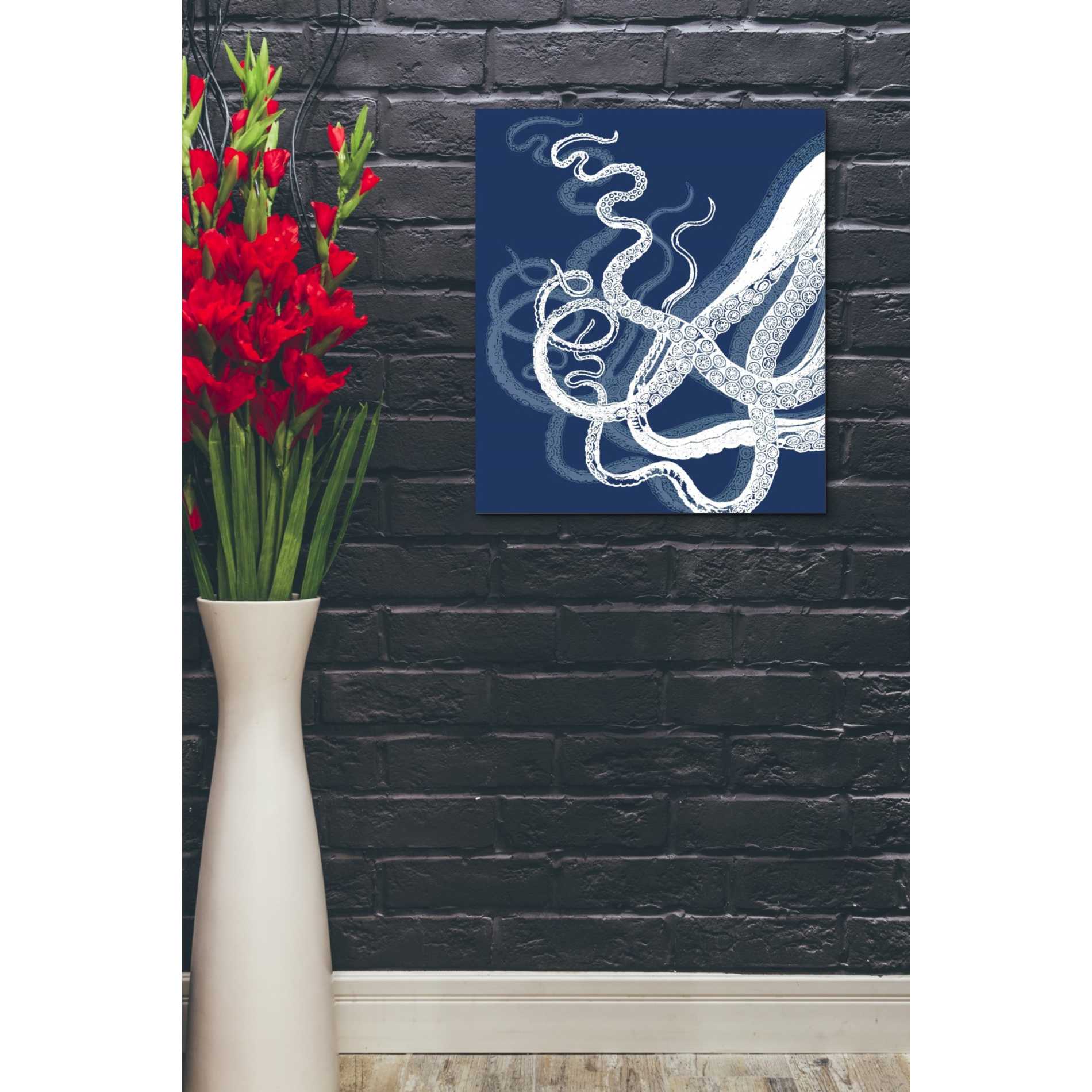 'Octopus Tentacles Blue And White' by Fab Funky Giclee Canvas Wall Art