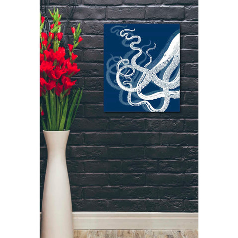 Image of 'Octopus Tentacles Blue And White' by Fab Funky Giclee Canvas Wall Art