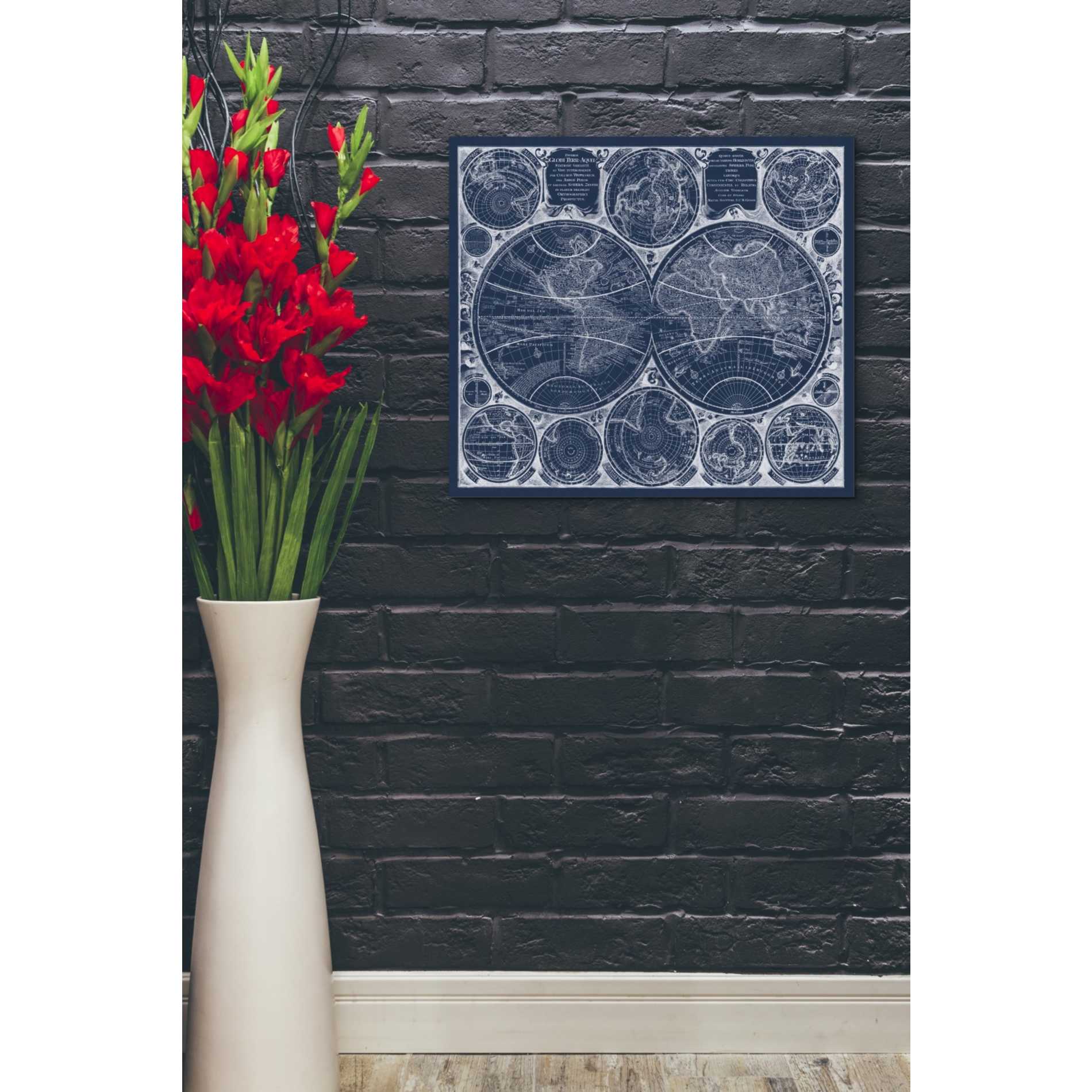 'World Globes Blueprint' by Vision Studio Giclee Canvas Wall Art