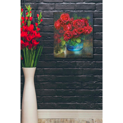 Image of 'Roses in Blue Jar' by Chris Vest, Giclee Canvas Wall Art