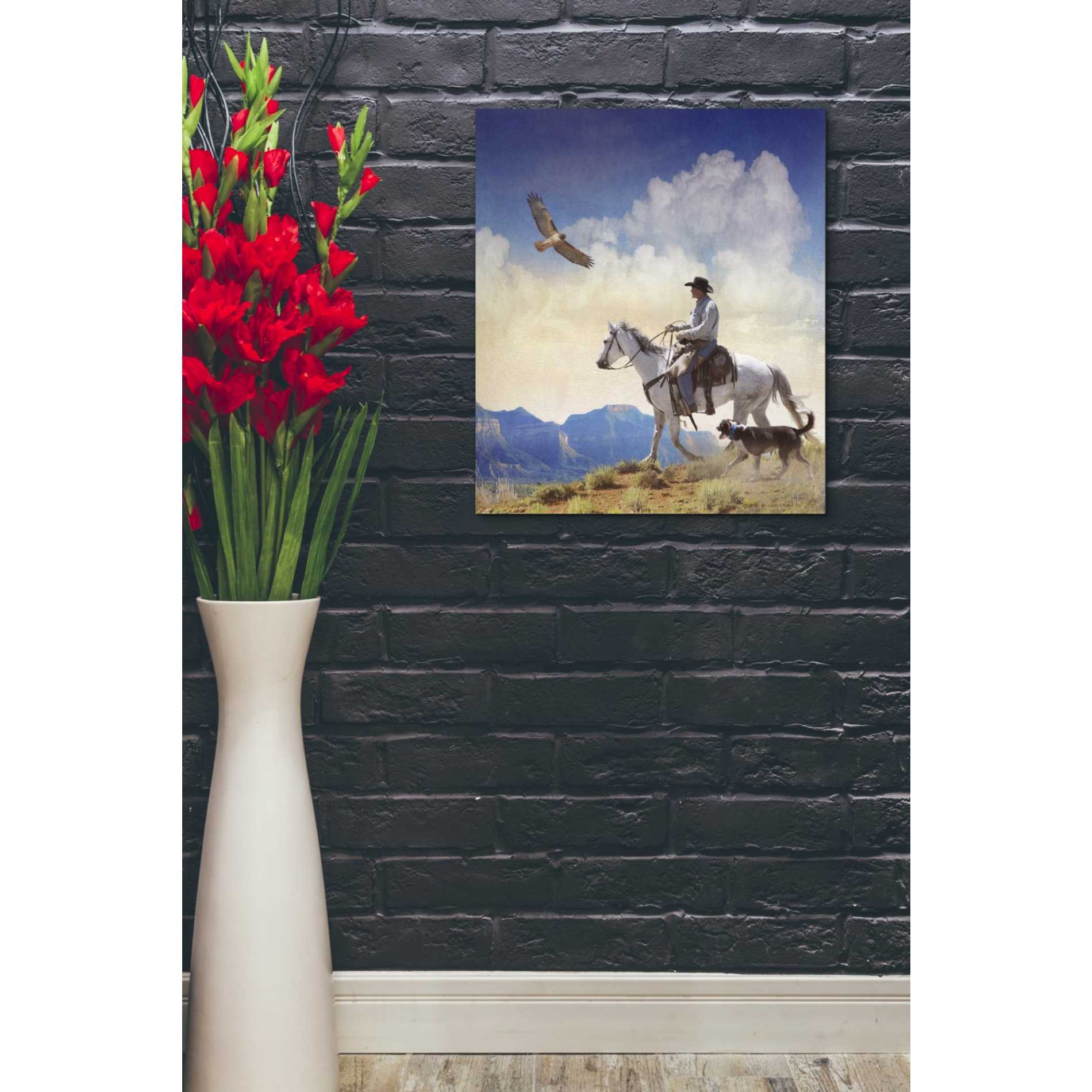 'Cowboy with Dog and Hawk' by Chris Vest, Giclee Canvas Wall Art