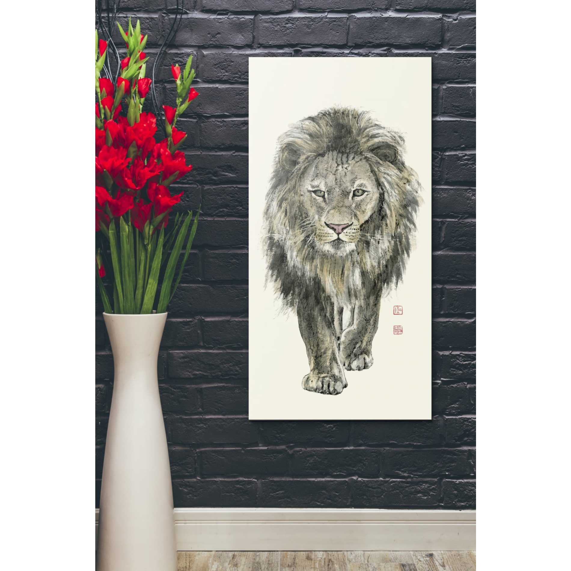 'Majestic King of the Jungle' by River Han, Canvas Wall Art,20 x 40