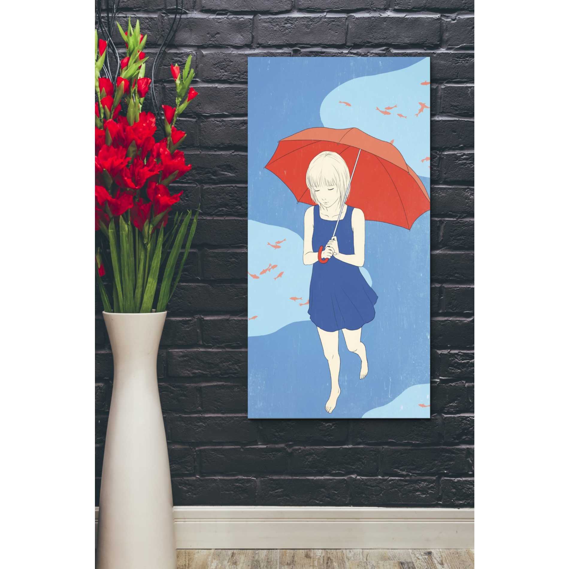 'Afternoon Fish' by Sai Tamiya, Canvas Wall Art,20 x 40