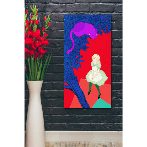 Image of 'Alice and Cheshire Cat' by Sai Tamiya, Canvas Wall Art,20 x 40