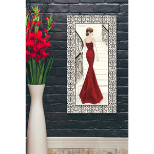 'La Belle Rouge with Floral Cartouche Border' by Emily Adams, Canvas Wall Art,20 x 40