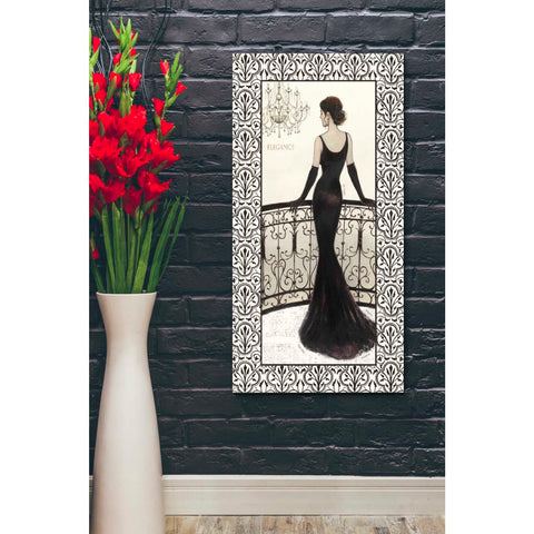 Image of 'La Belle Noir with Floral Cartouche Border 4' by Emily Adams, Canvas Wall Art,20 x 40
