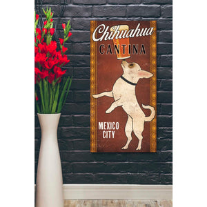 'White Chihuahua on Red' by Ryan Fowler, Canvas Wall Art,20 x 40