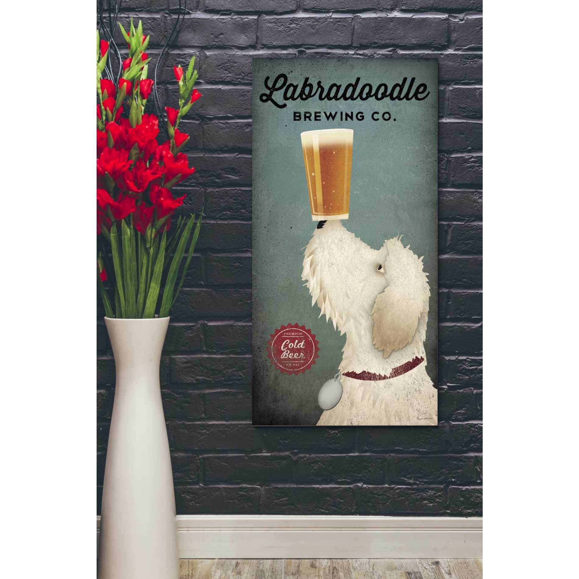 'Labradoodle Brewing' by Ryan Fowler, Canvas Wall Art,20 x 40