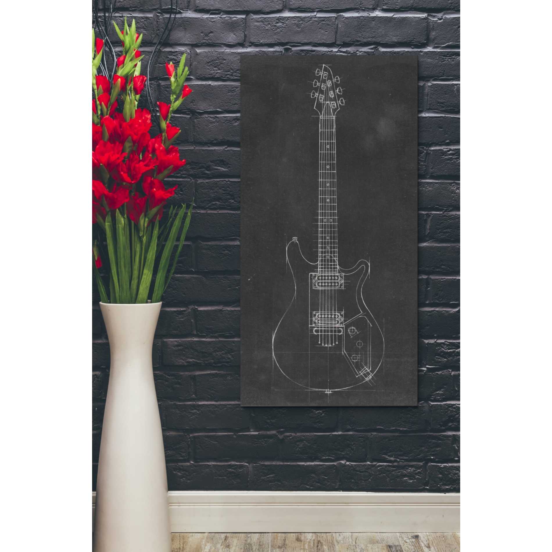 'Electric Guitar Blueprint II' by Ethan Harper Canvas Wall Art,20 x 40