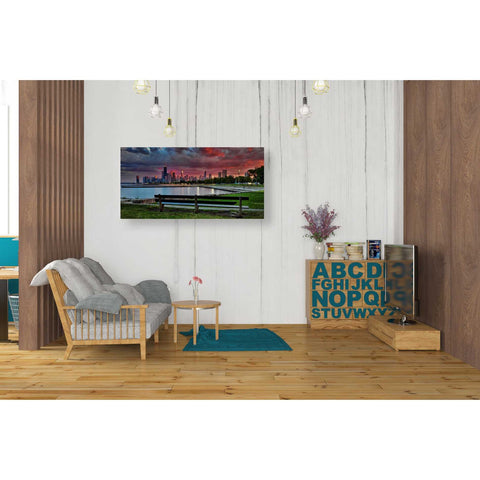 Image of 'North Avenue Beach at Sunset,' Canvas Wall Art,20 x 40