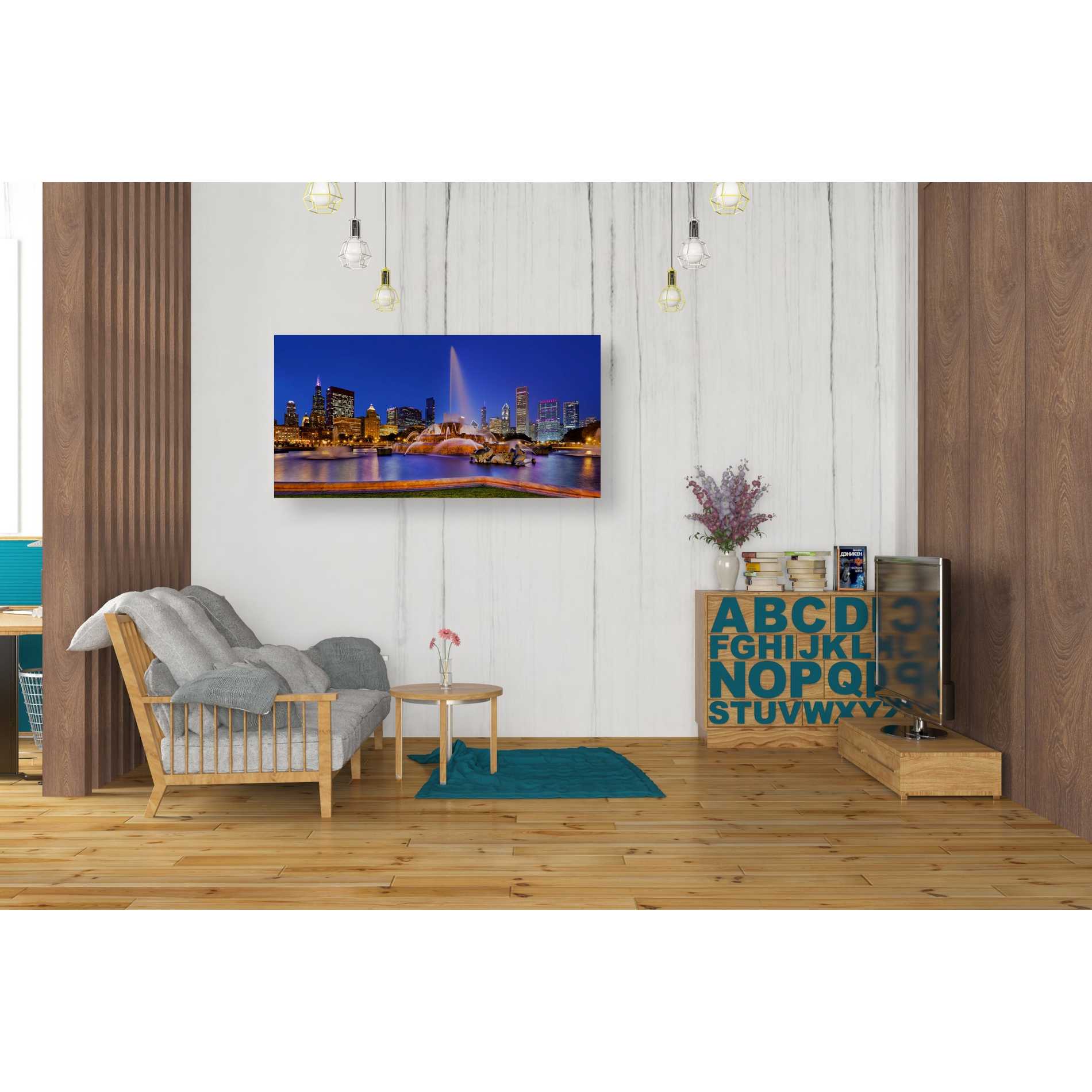 'Buckingham Fountain Pano,' Canvas Wall Art,20 x 40