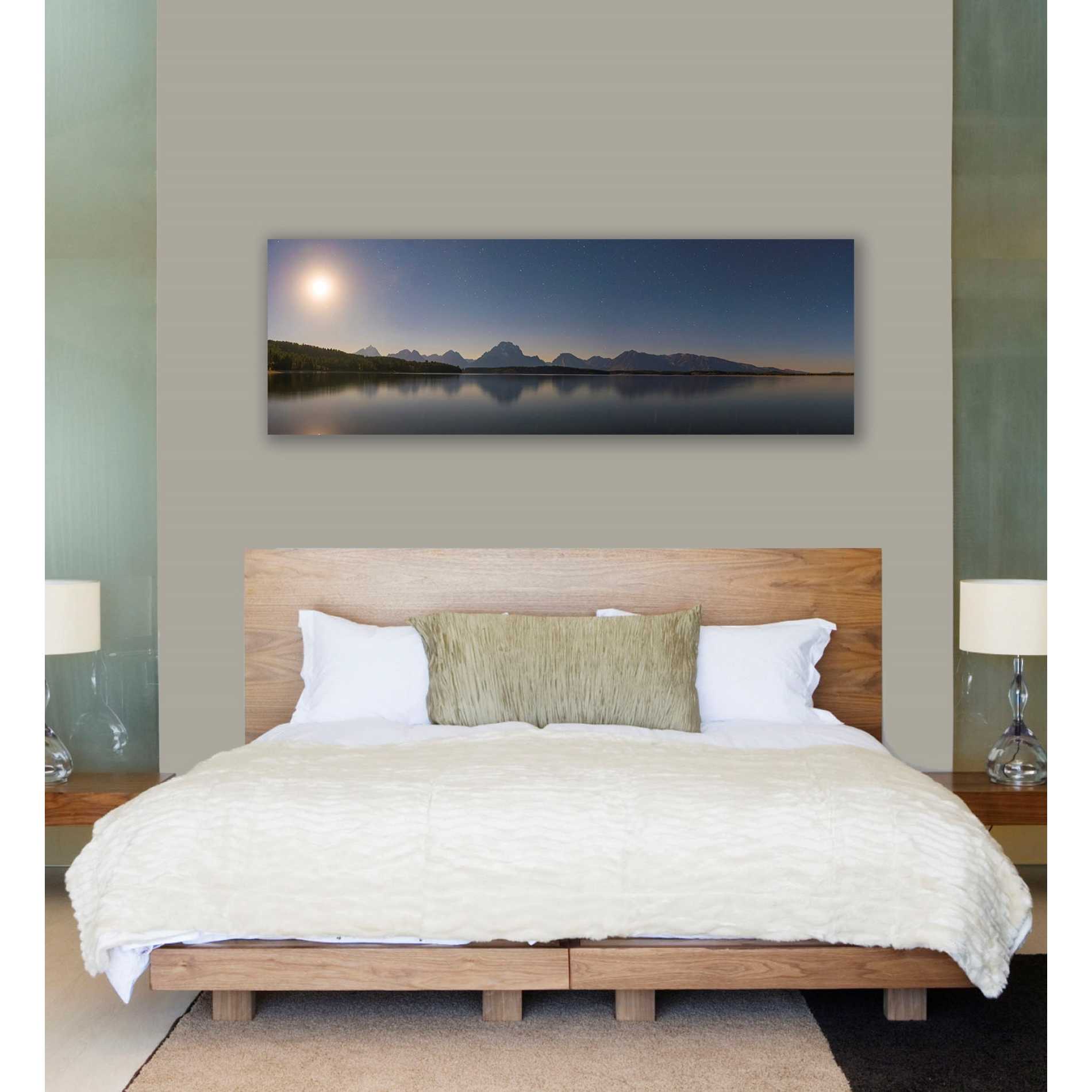 'Jackson Lake Moon' by Darren White, Canvas Wall Art,20 x 60
