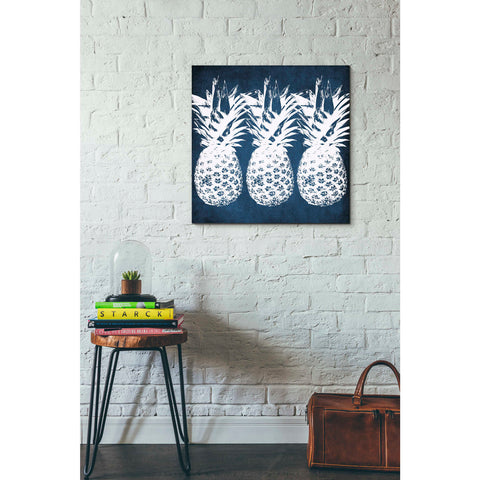 Image of 'Indigo Pineapple' by Linda Woods, Canvas Wall Art,26 x 26