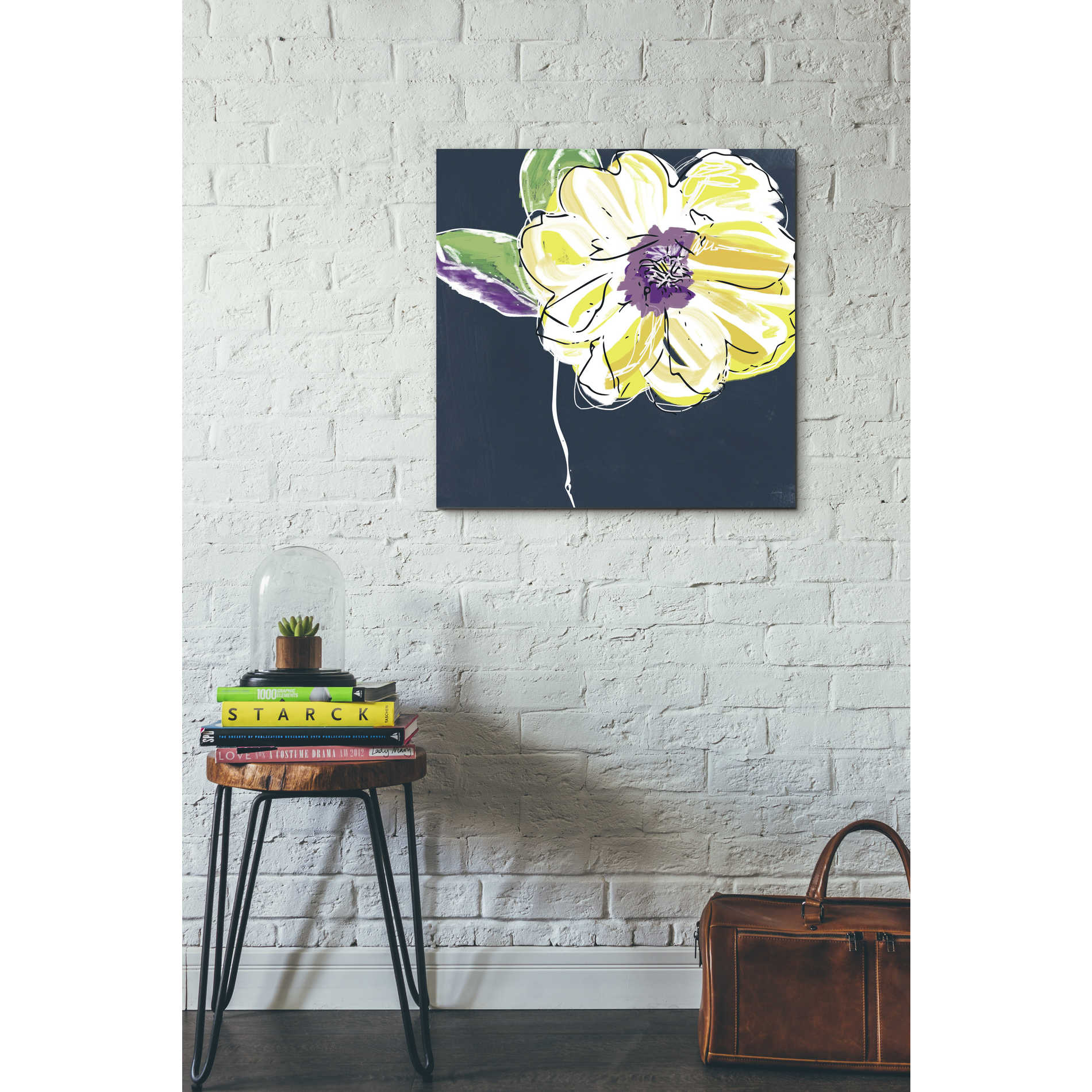 'Yellow Rose' by Linda Woods, Canvas Wall Art,26 x 26