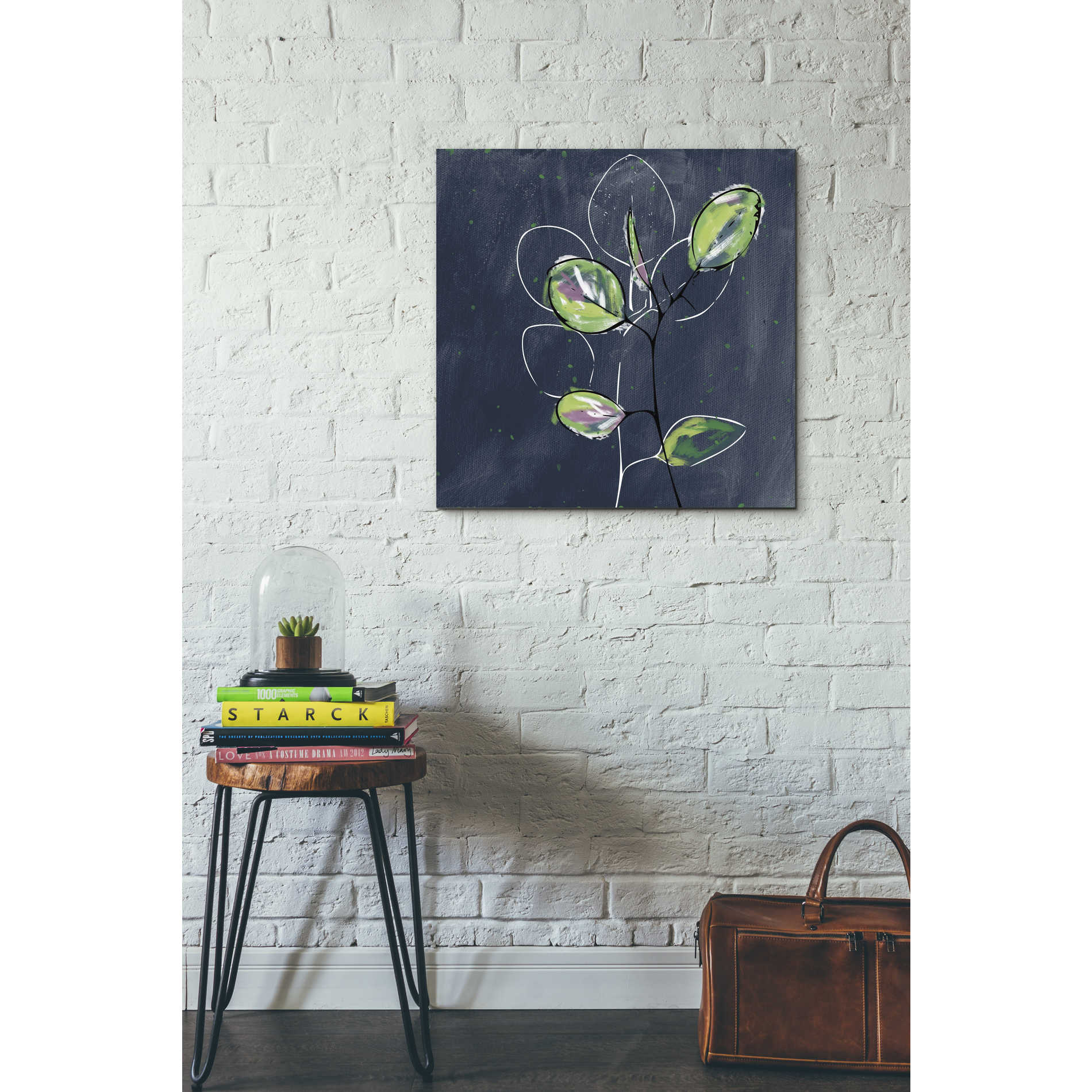 'Eucalyptus on Blue' by Linda Woods, Canvas Wall Art,26 x 26