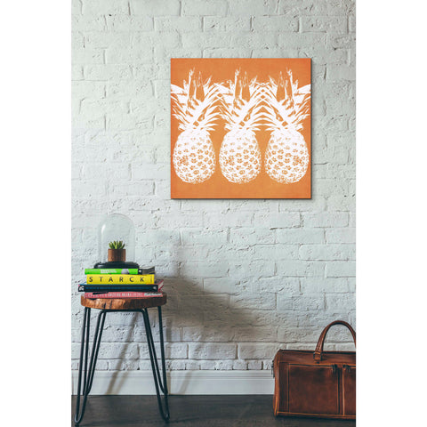 Image of 'Orange Pineapples' by Linda Woods, Canvas Wall Art,26 x 26