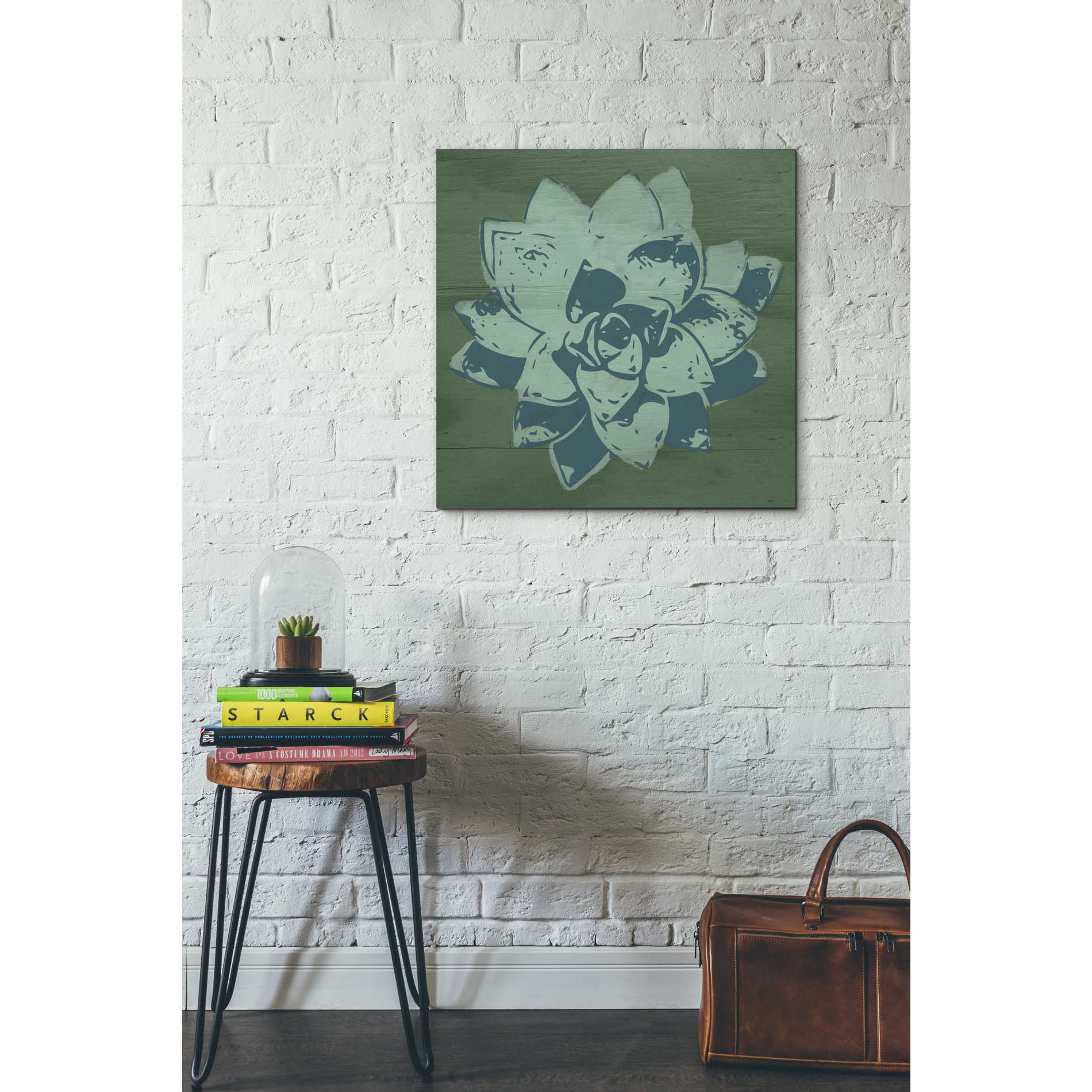 'Boho Succulent Green' by Linda Woods, Canvas Wall Art,26 x 26