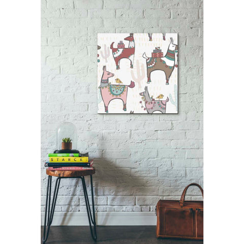 Image of 'Playful Llamas Pattern II' by Farida Zaman, Canvas Wall Art,26 x 26