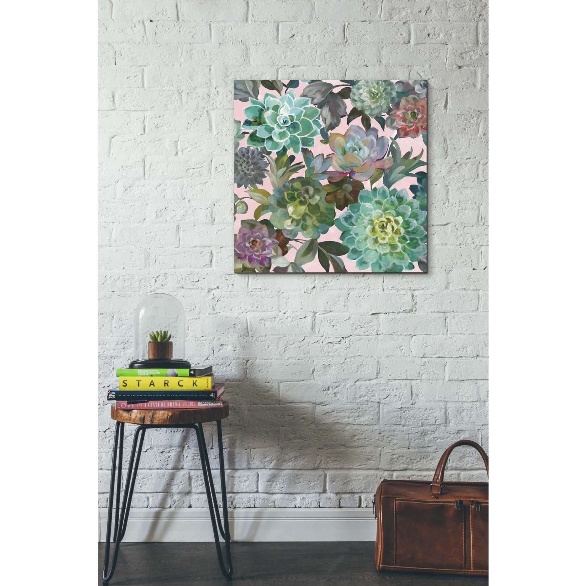 'Floral Succulents v2 Crop on Pink' by Danhui Nai, Canvas Wall Art,26 x 26