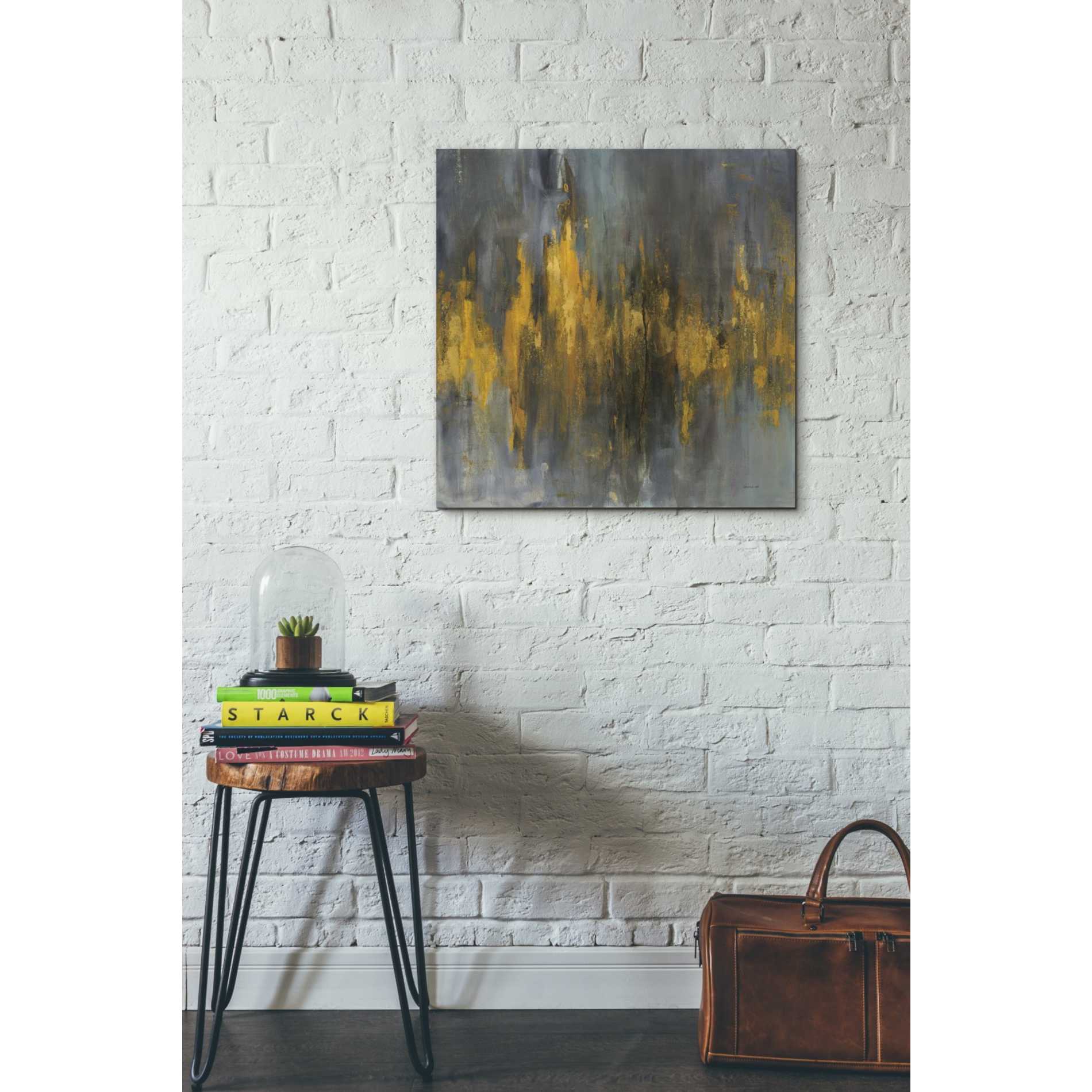'Black and Gold Abstract' by Danhui Nai, Canvas Wall Art,26 x 26