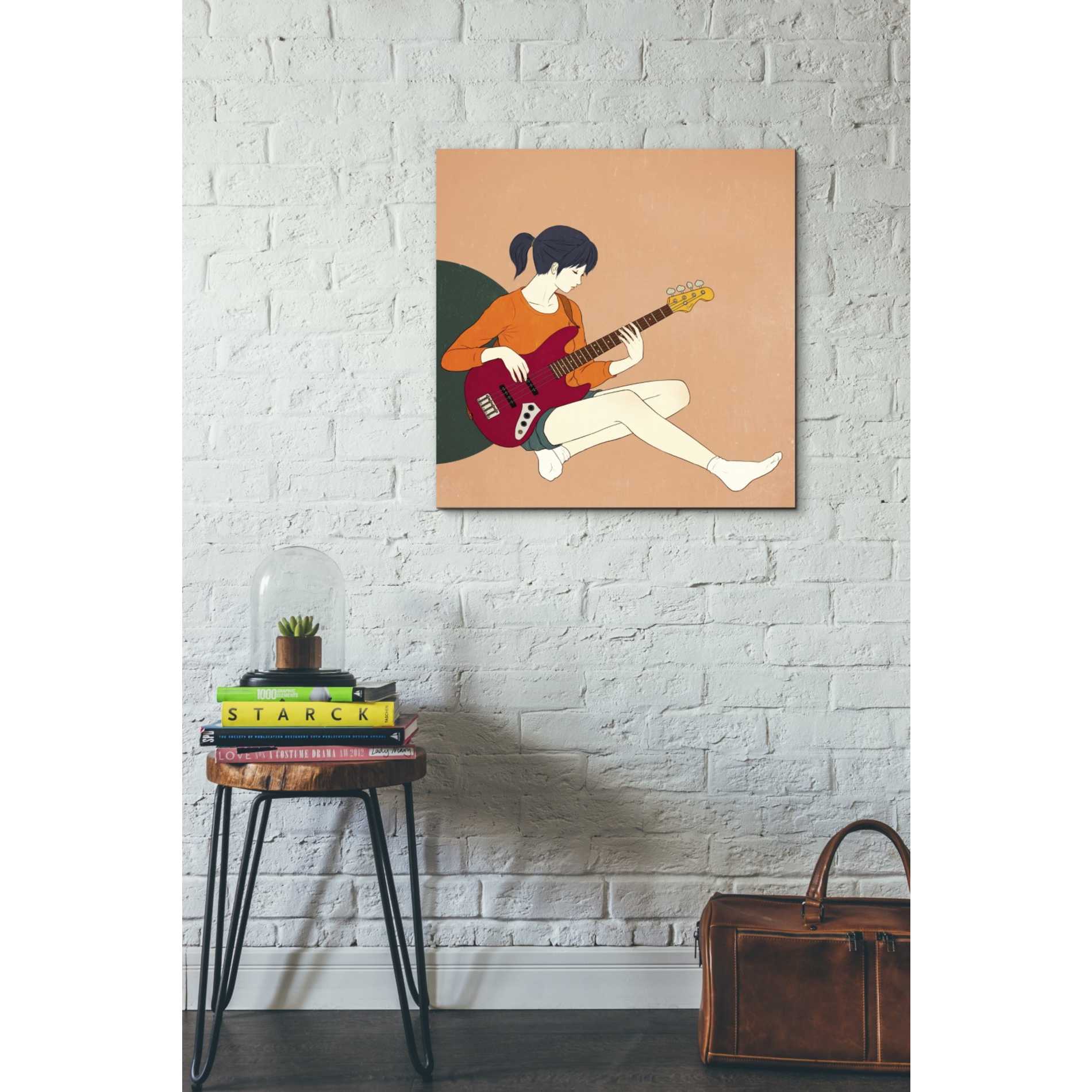 'Playing The Bass' by Sai Tamiya, Canvas Wall Art,26 x 26