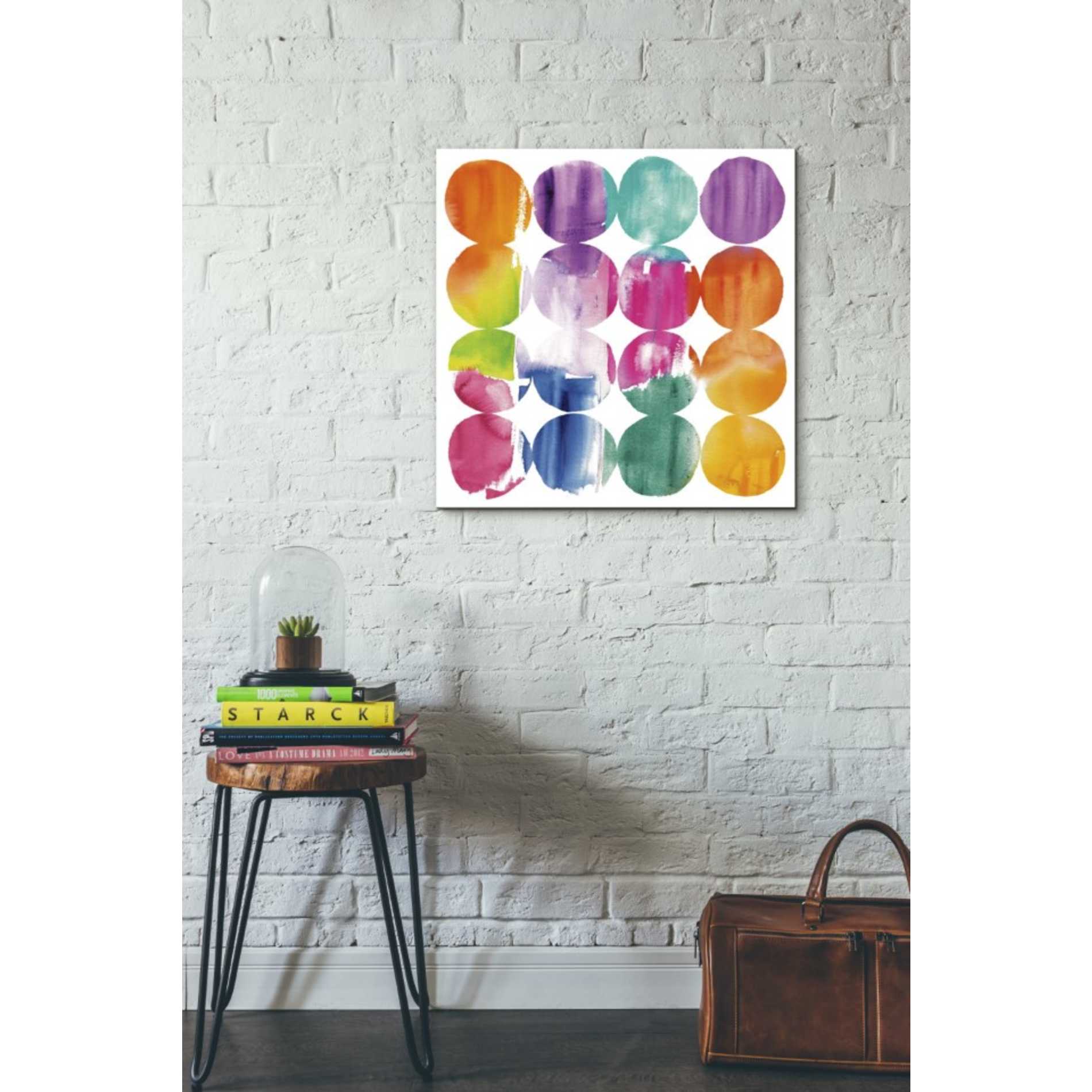 'Spring Dots Crop with White Border' by Elyse DeNeige, Canvas Wall Art,26 x 26