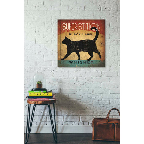 Image of 'Superstition Black Label Whiskey Cat' by Ryan Fowler, Canvas Wall Art,26 x 26