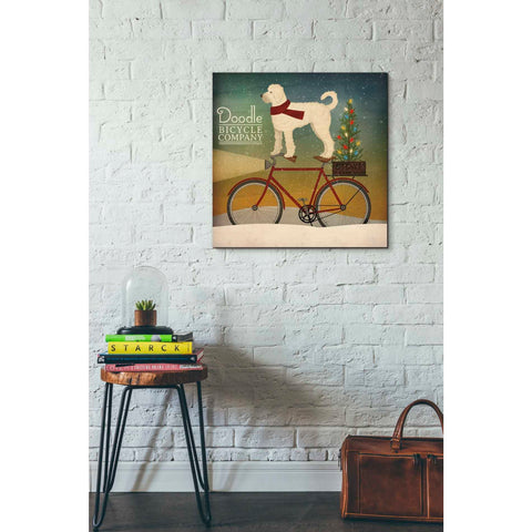 Image of 'White Doodle on Bike Christmas' by Ryan Fowler, Canvas Wall Art,26 x 26