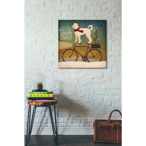 'White Doodle on Bike Christmas' by Ryan Fowler, Canvas Wall Art,26 x 26
