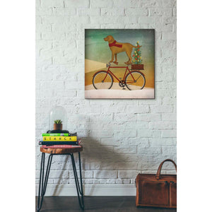 'Yellow Lab on Bike Christmas' by Ryan Fowler, Canvas Wall Art,26 x 26