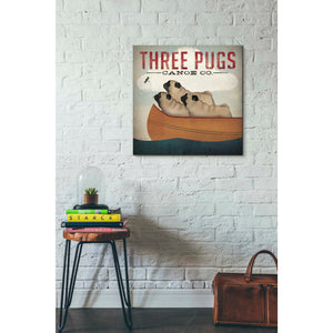'Three Pugs in a Canoe v' by Ryan Fowler, Canvas Wall Art,26 x 26