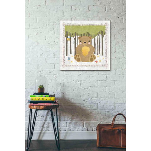 Image of 'Woodland Hideaway Bear' by Moira Hershey, Canvas Wall Art,26 x 26