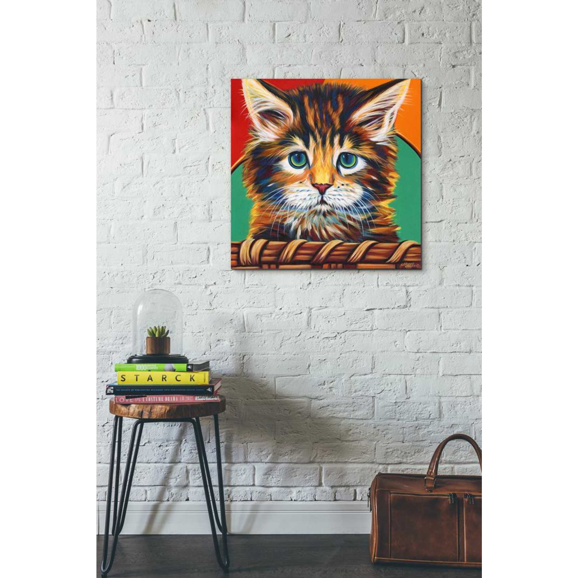 'Kitten in Basket I' by Carolee Vitaletti Giclee Canvas Wall Art