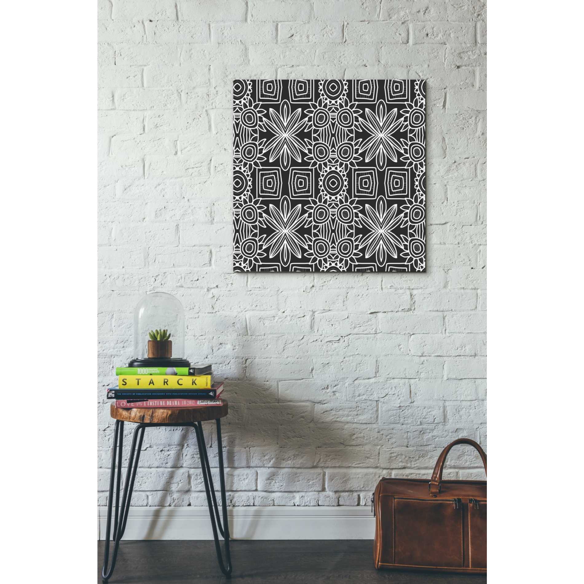 'Black And White Boho Floral' by Linda Woods, Canvas Wall Art,26 x 26