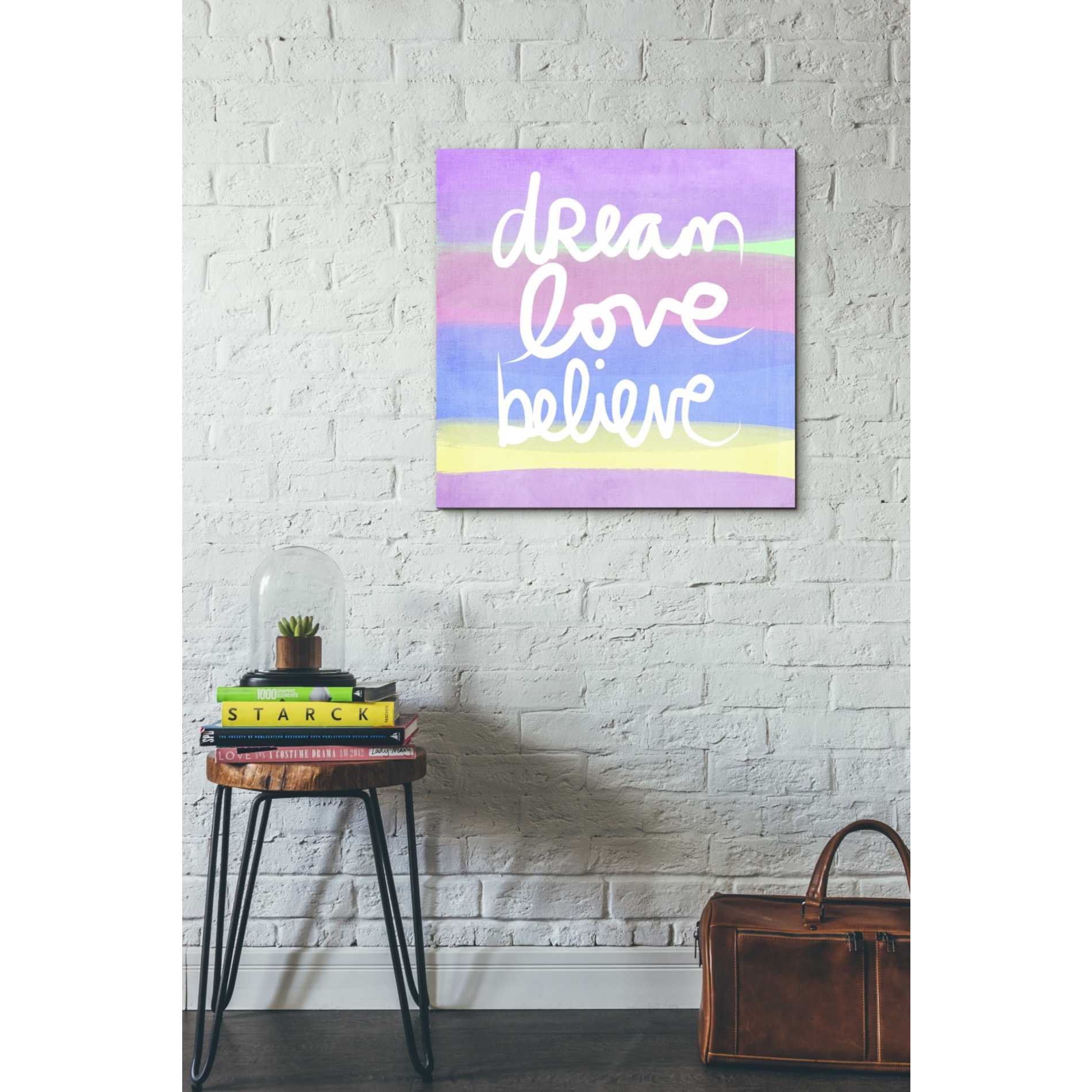 'Unicorn Stripe Dream' by Linda Woods, Canvas Wall Art,26 x 26