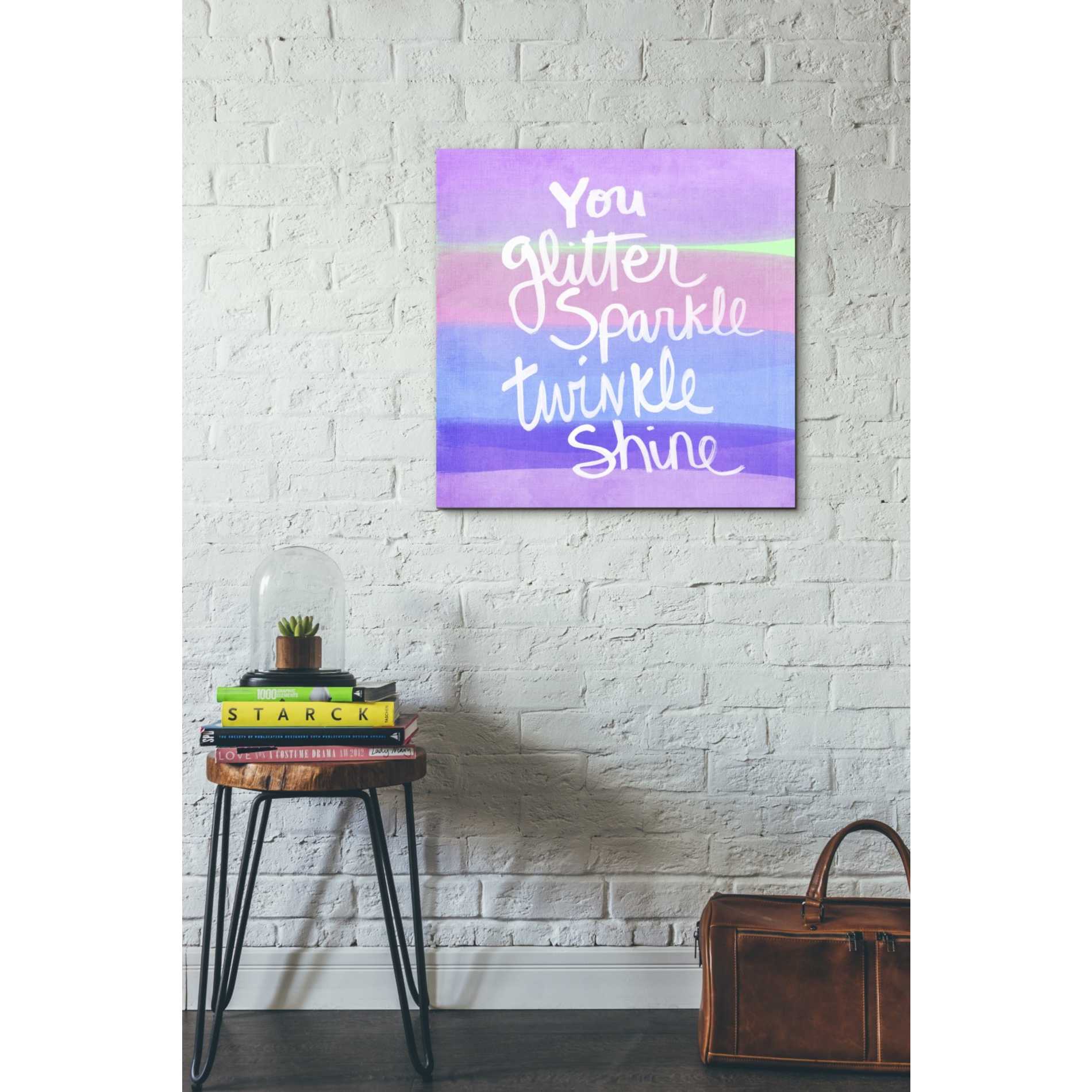 'Unicorn Stripe Sparkle' by Linda Woods, Canvas Wall Art,26 x 26