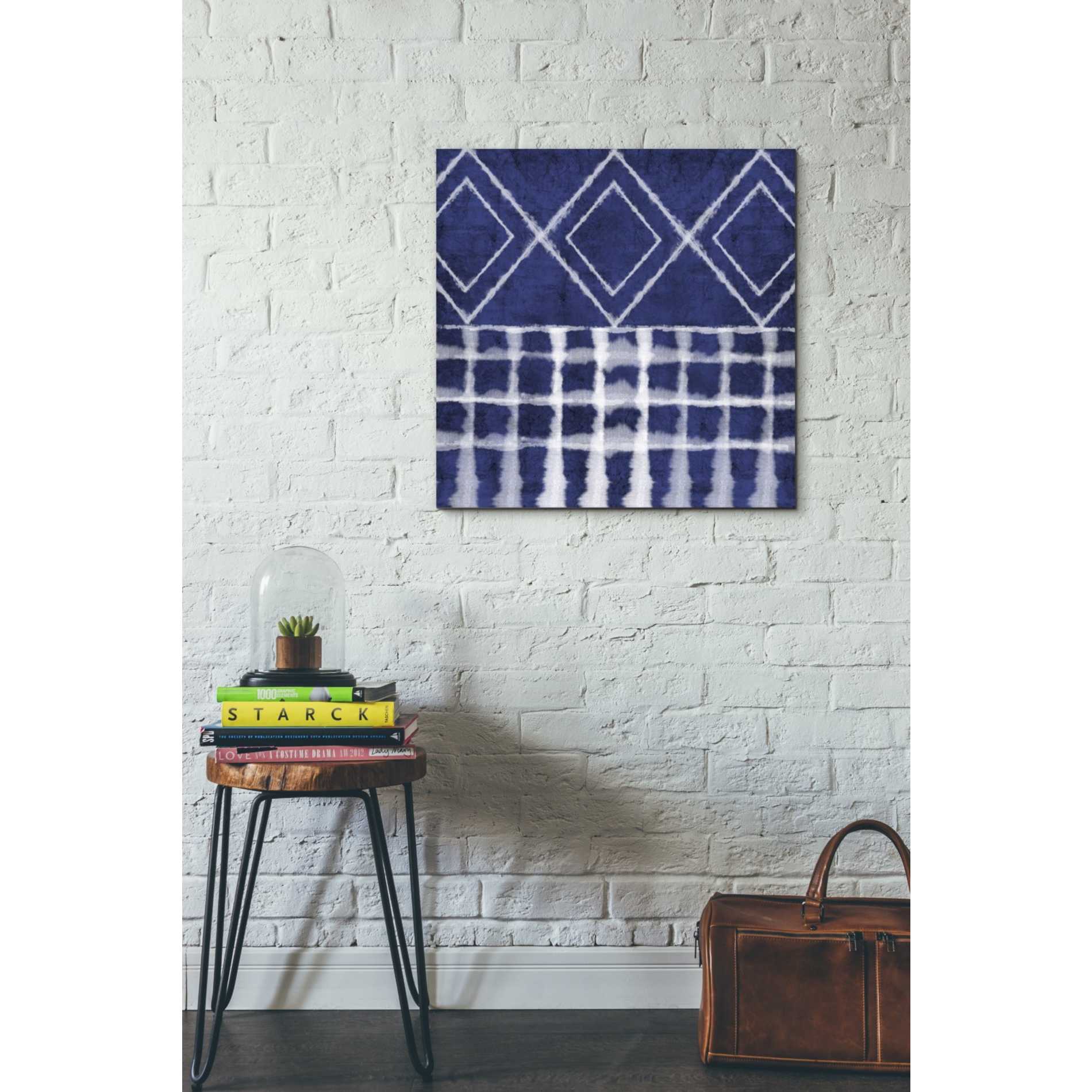 'Blue Shibori D' by Linda Woods, Canvas Wall Art,26 x 26