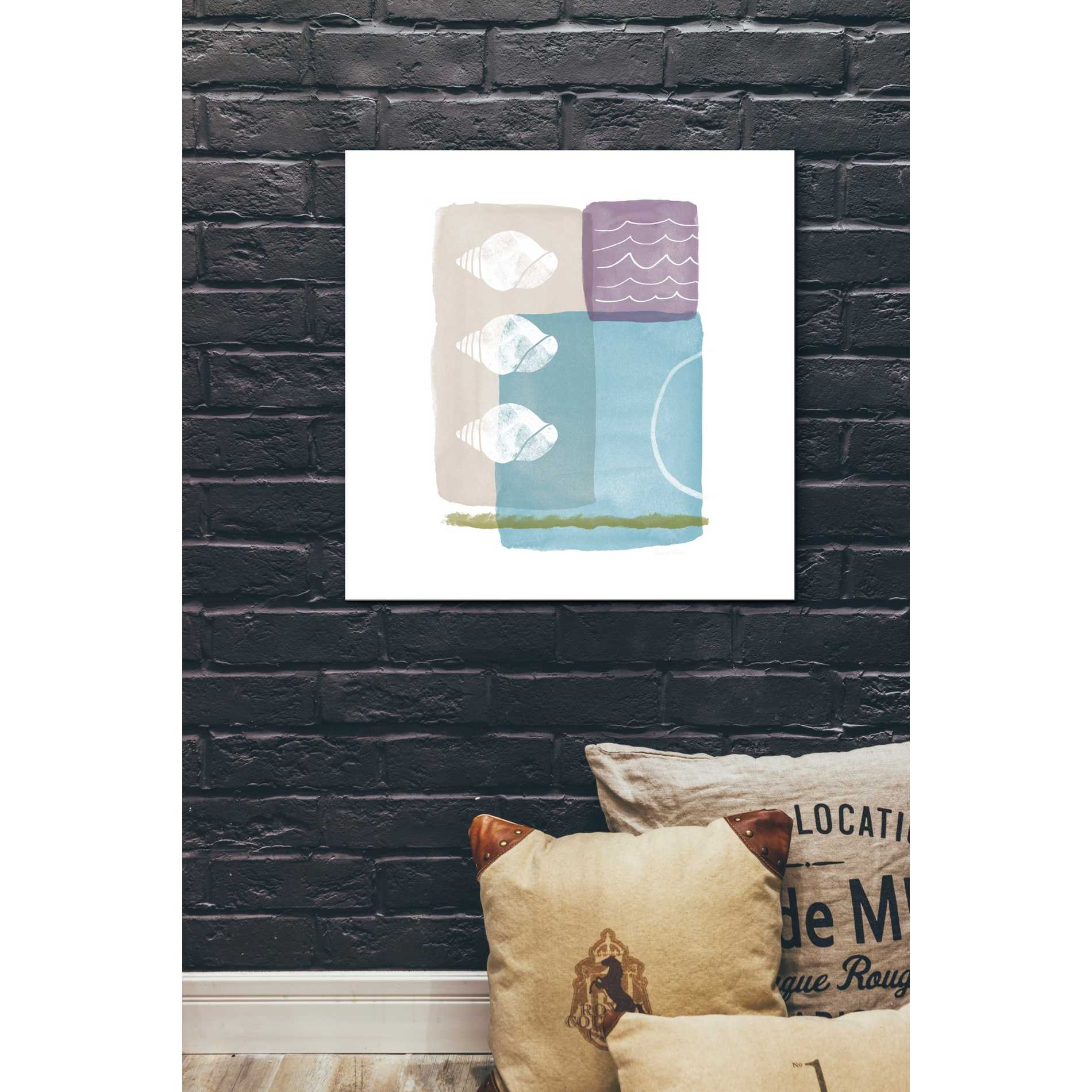 'Seashells And Waves' by Linda Woods, Canvas Wall Art,26 x 26