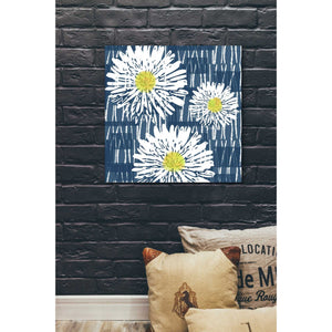 'White Flowers on Blue' by Linda Woods, Canvas Wall Art,26 x 26