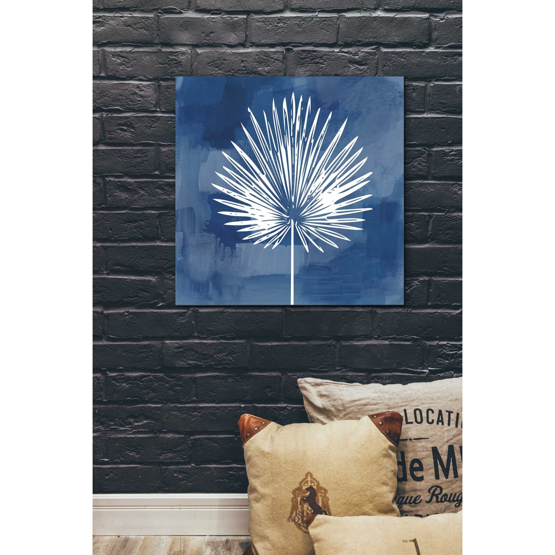 'Painted Sky Palm Leaf' by Linda Woods, Canvas Wall Art,26 x 26