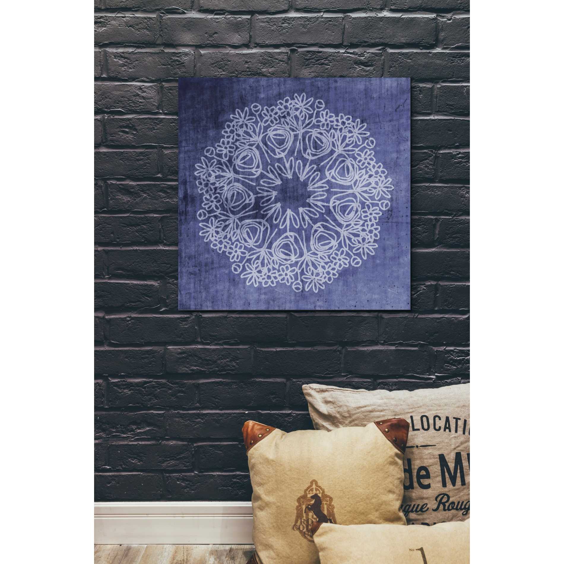 'Indigo Mandala' by Linda Woods, Canvas Wall Art,26 x 26