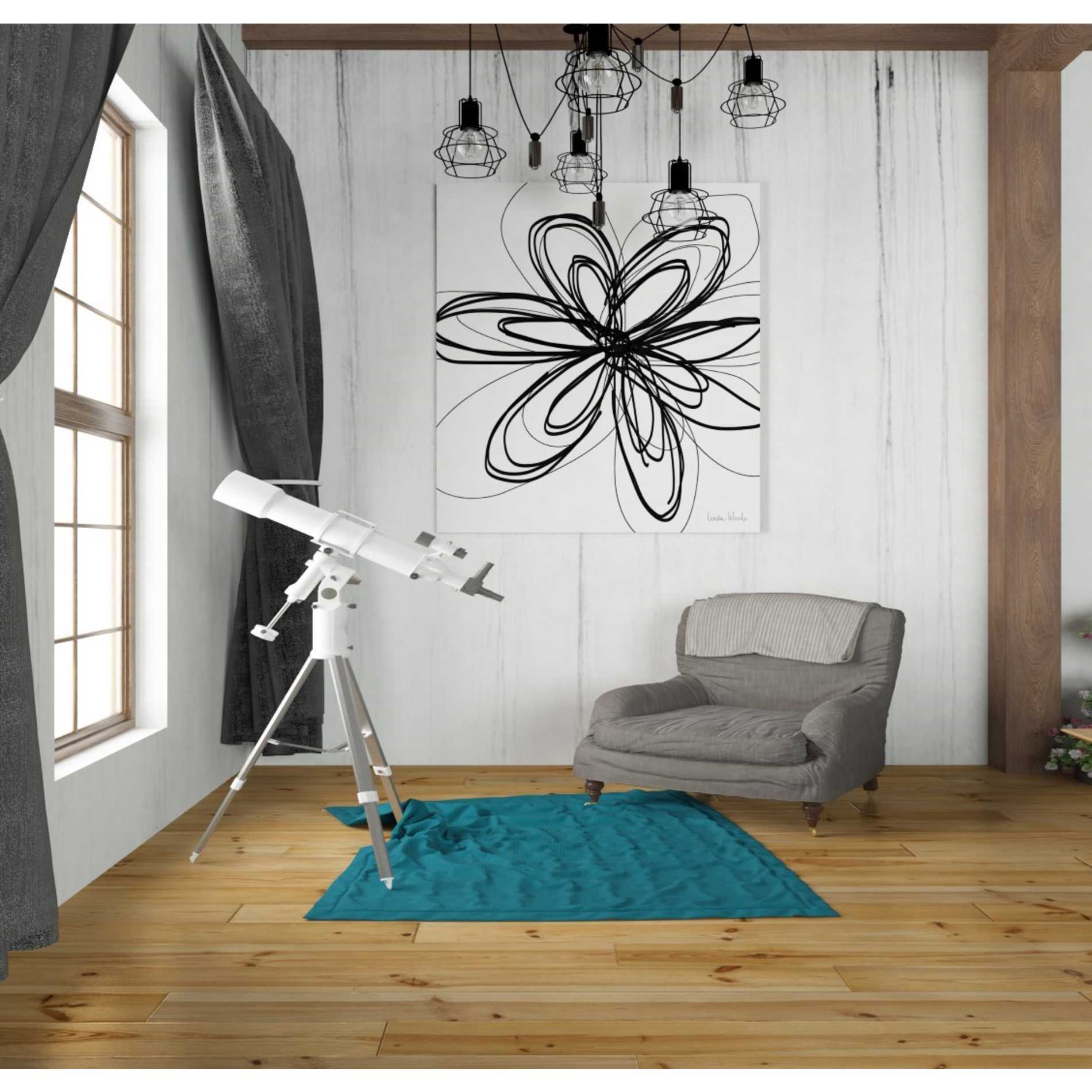 'Black Ink Flower I' by Linda Woods, Canvas Wall Art,26 x 30