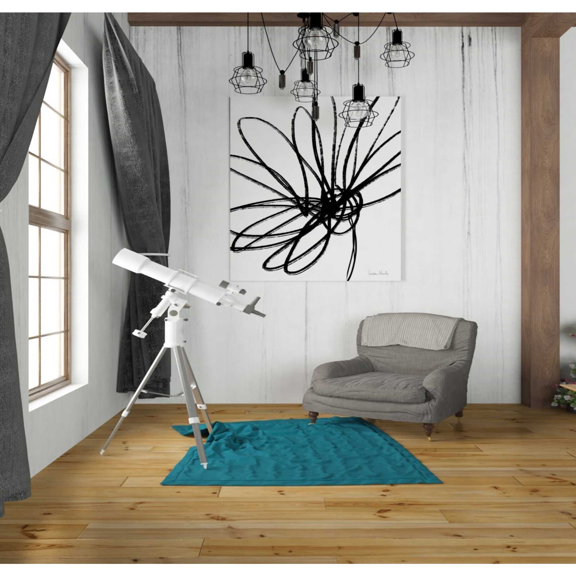 'Black Ink Flower Ii' by Linda Woods, Canvas Wall Art,26 x 30