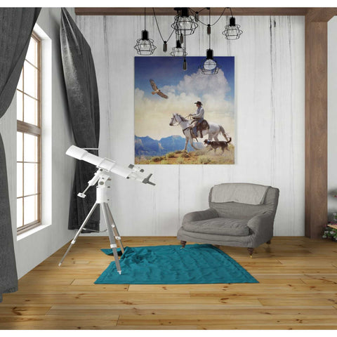 Image of 'Cowboy with Dog and Hawk' by Chris Vest, Giclee Canvas Wall Art