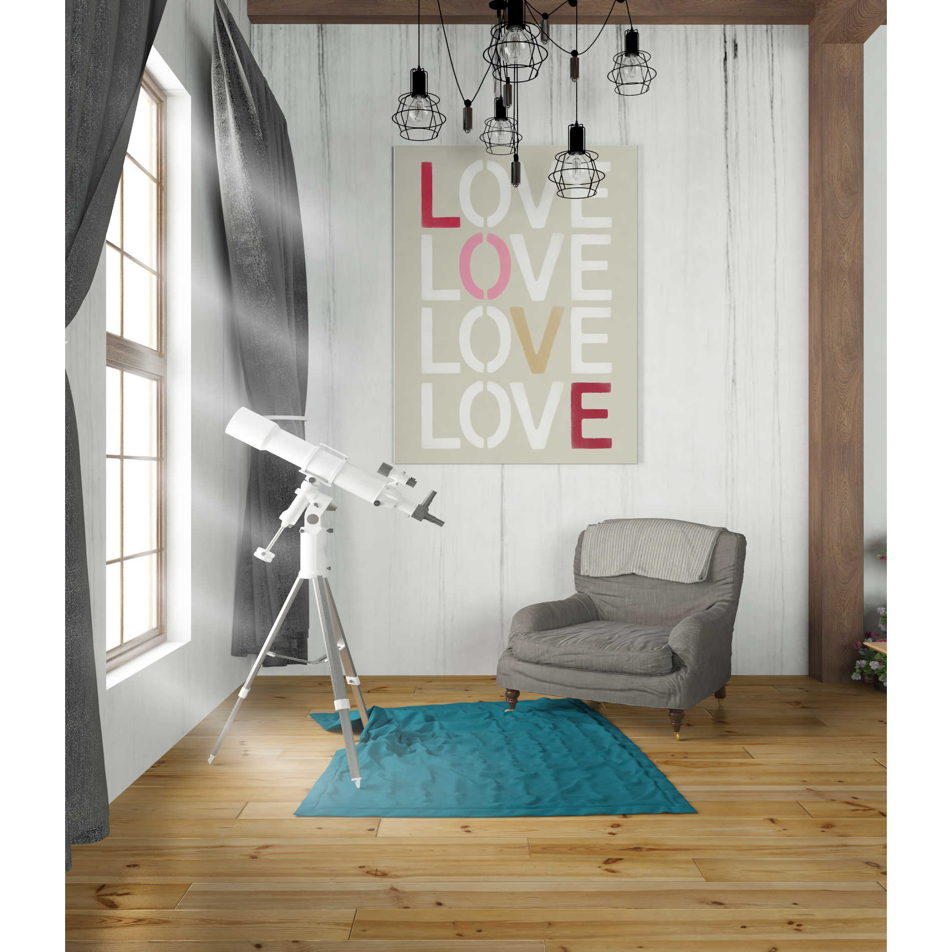 'Love Stencil' by Linda Woods, Canvas Wall Art,26 x 34