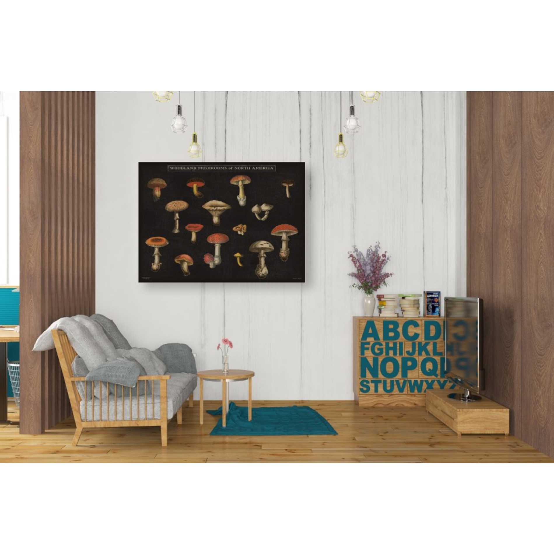 'Mushroom Chart I' by Wild Apple Portfolio, Canvas Wall Art,26 x 34