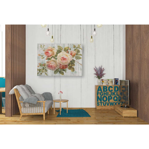 Image of 'Vintage Roses on Driftwood' Canvas Wall Art,,26 x 34