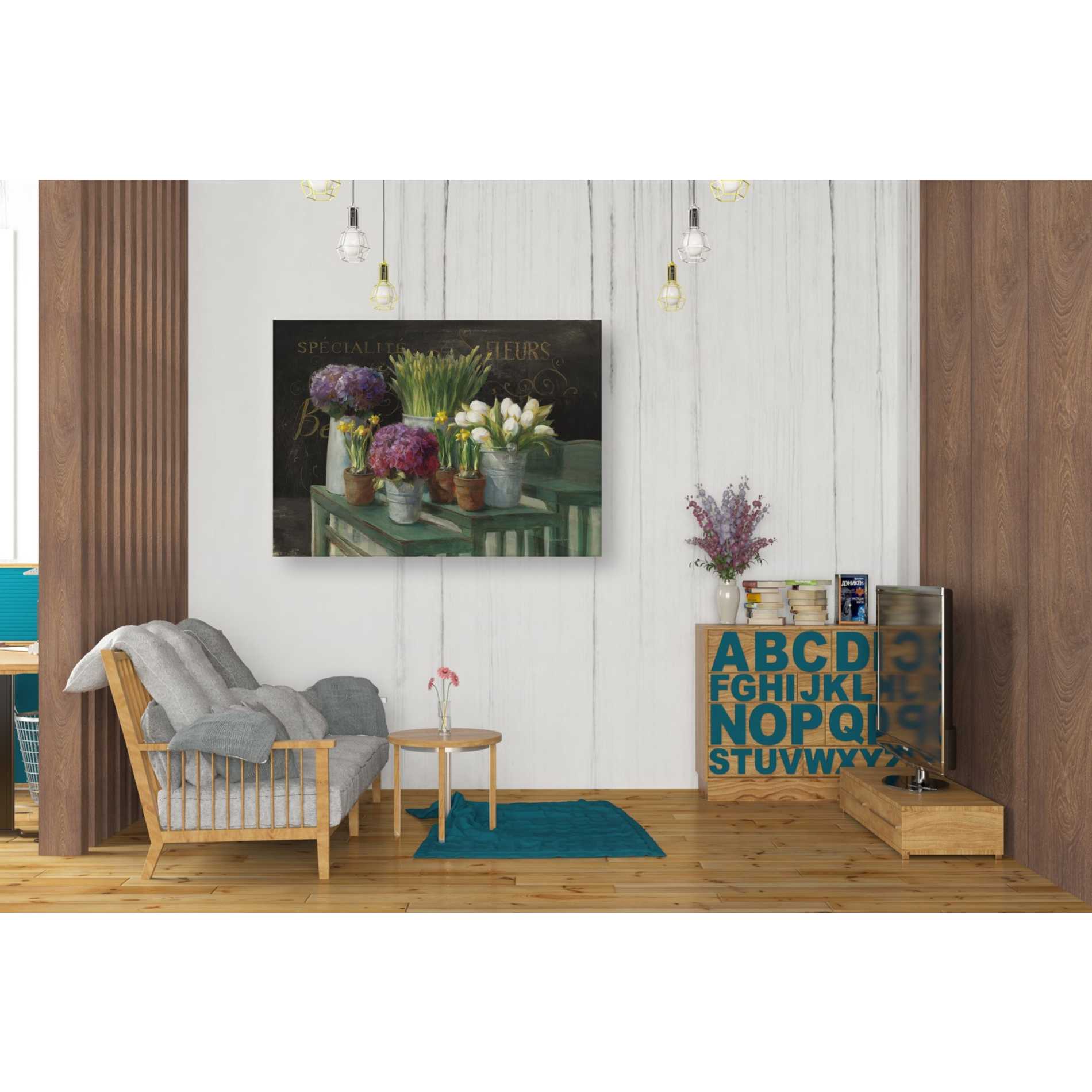 'Les Fleurs Printemps on Black' by Danhui Nai, Canvas Wall Art,26 x 34