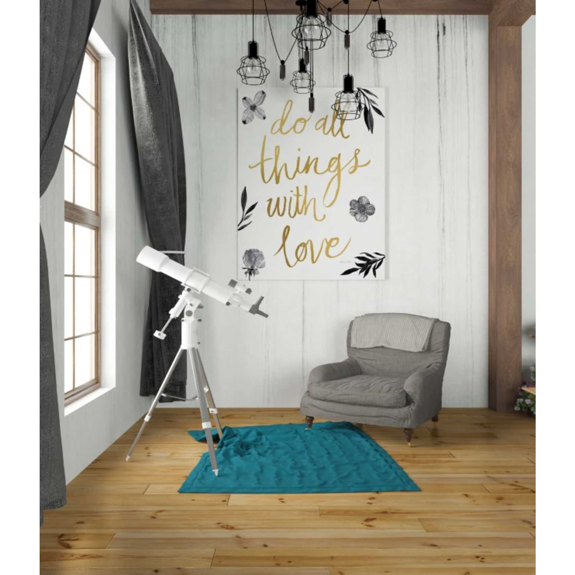 'Do All Things with Love BW' by Sara Zieve Miller, Canvas Wall Art,26 x 34