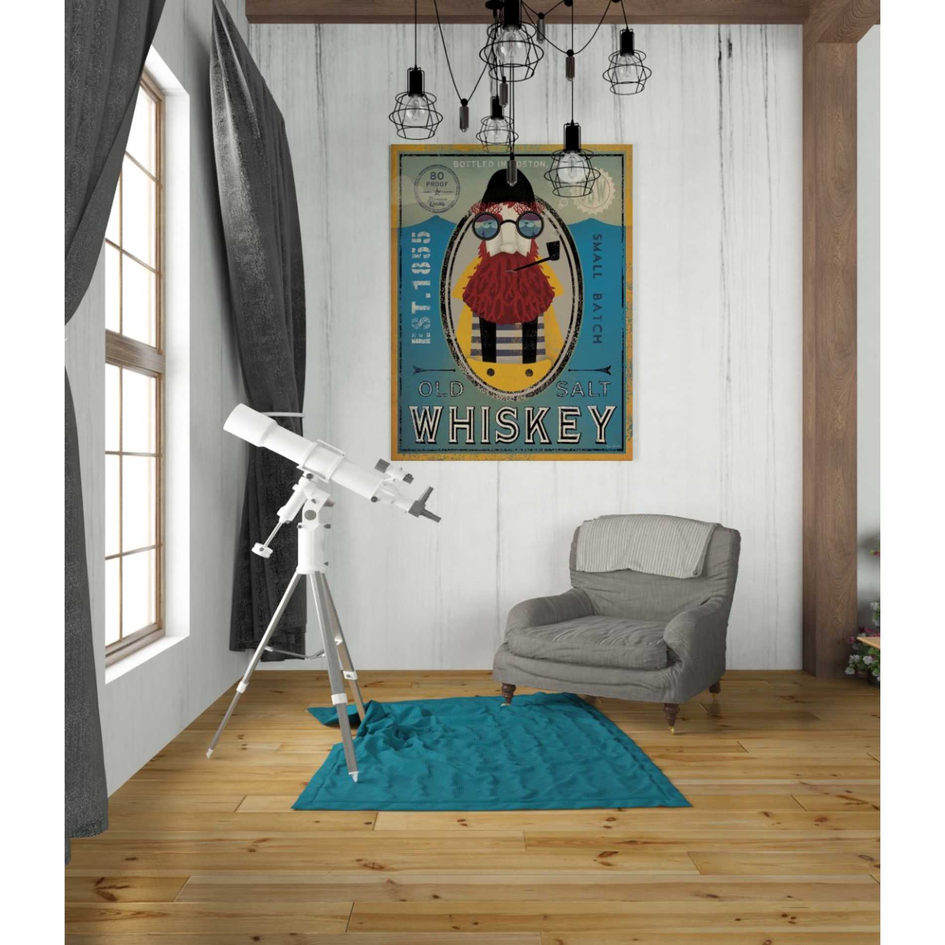 'Fisherman IV Old Salt Whiskey' by Ryan Fowler, Canvas Wall Art,26 x 34